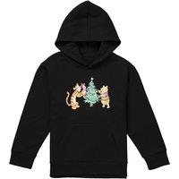 Disney Winnie The Pooh Tigger, Piglet Trimming The Christmas Tree Youth Kids Pull-Over Hoodie, Black | Size: 7-8 Years