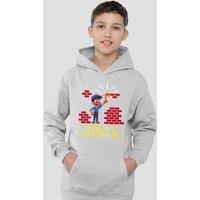 Disney Fix It Felix Jr Youth Kids Pull-Over Hoodie, Athletic Heather in Grey | Size: 7-8 Years