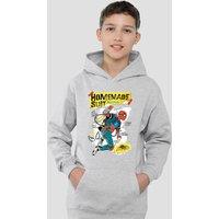 Marvel Friendly Neighborhood Spiderman Homemade Suit Youth Kids Pull-Over Hoodie, Athletic Heather in Grey | Size: 12-13 Years