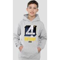 Disney Star Wars Stormtrooper 4Th Birthday Space Youth Kids Pull-Over Hoodie, Athletic Heather in Grey | Size: 9-11 Years
