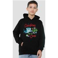 Disney Finding Nemo Christmas Here We Come With Dory & Destiny Youth Kids Pull-Over Hoodie, Black | Size: 9-11 Years