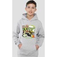 Star Wars - The Mandalorian Star Wars The Mandalorian Grogu Racing Speeder Bike Youth Kids Pull-Over Hoodie, Athletic Heather | Size: 12-13 Years