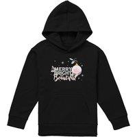 Disney Princess Christmas Merry, Bright & Beautiful Youth Kids Pull-Over Hoodie, Black | Size: 9-11 Years