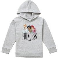 Disney Princess Trio Youth Kids Pull-Over Hoodie, Athletic Heather in Grey | Size: 5-6 Years