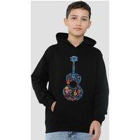Disney Coco Colorful Guitar With Ernesto, Miguel & Hector Youth Kids Pull-Over Hoodie, Black | Size: 12-13 Years