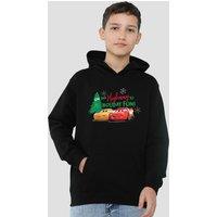 Disney Cars Christmas Highway To Holiday Fun Lightning Mcqueen Youth Kids Pull-Over Hoodie, Black | Size: 7-8 Years