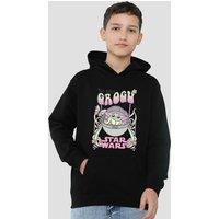 Disney Star Wars Hippie Grogu Youth Kids Pull-Over Hoodie, Black | Size: 7-8 Years