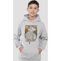 One Piece Mihawk Etched Portrait Youth Kids Pull-Over Hoodie, Athletic Heather in Grey | Size: 5-6 Years