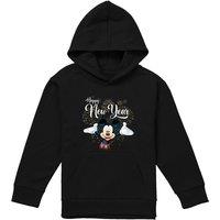 Disney Mickey Mouse Firework New Year Youth Kids Pull-Over Hoodie, Black | Size: 12-13 Years