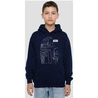 Disney Star Wars R2D2 Outline Youth Kids Pull-Over Hoodie, Navy | Size: 12-13 Years