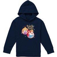 Disney Princess Christmas Royal & Bright Cinderella, Ariel Youth Kids Pull-Over Hoodie, Navy | Size: 7-8 Years