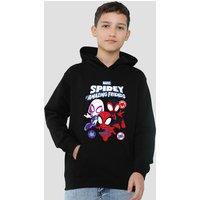 Marvel Spidey & His Amazing Friends Spidey Gwen Miles Group Youth Kids Pull-Over Hoodie, Black | Size: 12-13 Years