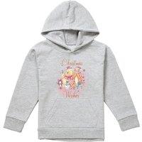 Disney Winnie The Pooh Christmas Wishes With Pooh, Tigger, Piglet Youth Kids Pull-Over Hoodie, Athletic Heather in Grey | Size: 9-11 Years