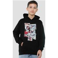 Marvel Spiderman Panel Collage Youth Kids Pull-Over Hoodie, Black | Size: 9-11 Years