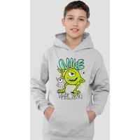 Disney Mike Wazowski Graffiti Youth Kids Pull-Over Hoodie, Athletic Heather in Grey | Size: 7-8 Years