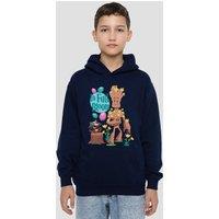 Marvel Guardians Of The Galaxy In Full Bloom Youth Kids Pull-Over Hoodie, Navy | Size: 9-11 Years