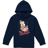 Disney Winnie The Pooh Have A Very Merry Christmas Youth Kids Pull-Over Hoodie, Navy | Size: 9-11 Years