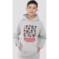 Stranger Things Cartoon Characters Youth Kids Pull-Over Hoodie, Athletic Heather in Grey | Size: 5-6 Years