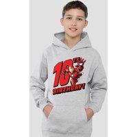 Marvel Iron Man Birthday 10 Youth Kids Pull-Over Hoodie, Athletic Heather in Grey | Size: 12-13 Years