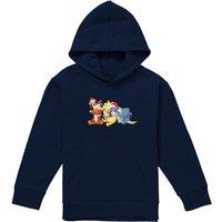 Disney Winnie The Pooh Tigger, Piglet, Eeyore Christmas Santa Hats Youth Kids Pull-Over Hoodie, Navy | Size: 12-13 Years
