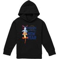 Disney Winnie The Pooh Bouncing Into The New Year Youth Kids Pull-Over Hoodie, Black | Size: 5-6 Years