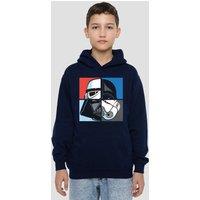 Disney Star Wars Darth Vader & Stormtrooper Squares Youth Kids Pull-Over Hoodie, Navy | Size: 5-6 Years