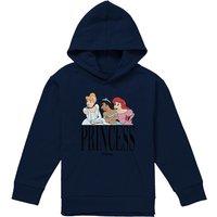 Disney Princess Trio Youth Kids Pull-Over Hoodie, Navy | Size: 7-8 Years