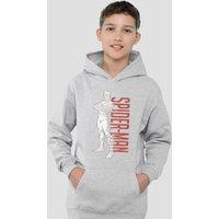 Marvel Spiderman Hero Stance Youth Kids Pull-Over Hoodie, Athletic Heather in Grey | Size: 7-8 Years