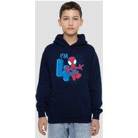 Marvel Spiderman Cute Spidey Birthday 4 Youth Kids Pull-Over Hoodie, Navy | Size: 7-8 Years