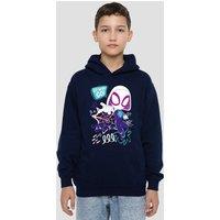 Marvel Spidey & His Amazing Friends Ghost Spider Go Webs Youth Kids Pull-Over Hoodie, Navy | Size: 9-11 Years