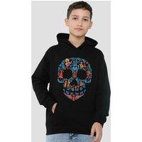 Disney Coco Day Of The Dead Skull With Rivera Family Youth Kids Pull-Over Hoodie, Black | Size: 9-11 Years
