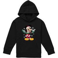 Disney Mickey Mouse Merry Christmas Youth Kids Pull-Over Hoodie, Black | Size: 9-11 Years