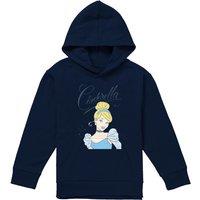 Disney Cinderella Headshot With Fancy Script Youth Kids Pull-Over Hoodie, Navy | Size: 7-8 Years