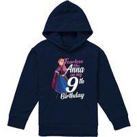 Disney Frozen Fearless Like Anna 9Th Birthday Youth Kids Pull-Over Hoodie, Navy | Size: 5-6 Years