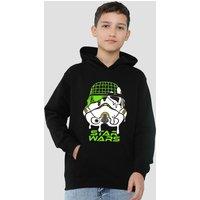 Disney Star Wars Neon Stormtrooper Grid Drip Helmet Youth Kids Pull-Over Hoodie, Black | Size: 7-8 Years