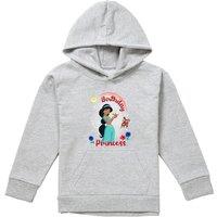 Disney Aladdin Birthday Princess With Jasmine & Abu Youth Kids Pull-Over Hoodie, Athletic Heather in Grey | Size: 9-11 Years