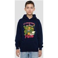 Nickelodeon Teenage Mutant Ninja Turtles Christmas Pizza Youth Kids Pull-Over Hoodie, Navy | Size: 7-8 Years