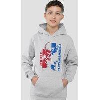 Marvel Captain America & Red Hulk Graffiti Youth Kids Pull-Over Hoodie, Athletic Heather in Grey | Size: 7-8 Years