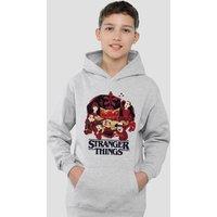 Stranger Things Board Game Youth Kids Pull-Over Hoodie, Athletic Heather in Grey | Size: 7-8 Years