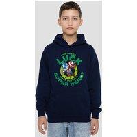 Marvel Captain America St Patrick'S Day Lucky Super Hero Youth Kids Pull-Over Hoodie, Navy | Size: 12-13 Years