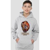 Disney Star Wars: Skeleton Crew Skeleton Group Youth Kids Pull-Over Hoodie, Athletic Heather in Grey | Size: 7-8 Years