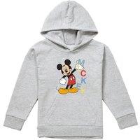 Disney Mickey Word Youth Kids Pull-Over Hoodie, Athletic Heather in Grey | Size: 7-8 Years