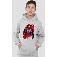 Marvel Spiderman Symbiote Youth Kids Pull-Over Hoodie, Athletic Heather in Grey | Size: 5-6 Years