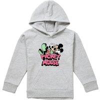Disney Mickey Mouse Holiday Youth Kids Pull-Over Hoodie, Athletic Heather in Grey | Size: 7-8 Years