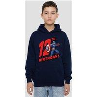 Marvel Captain America Birthday 12 Youth Kids Pull-Over Hoodie, Navy | Size: 9-11 Years
