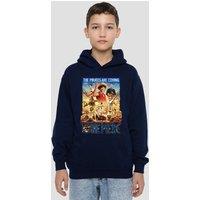 One Piece Pirates Are Coming Poster Youth Kids Pull-Over Hoodie, Navy | Size: 9-11 Years