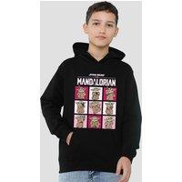 Star Wars - The Mandalorian Star Wars The Mandalorian Grogu Squares Youth Kids Pull-Over Hoodie, Black | Size: 5-6 Years
