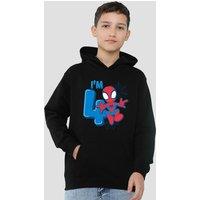 Marvel Spiderman Cute Spidey Birthday 4 Youth Kids Pull-Over Hoodie, Black | Size: 12-13 Years