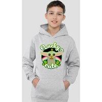 Disney Star Wars St Patrick'S Day Grogu Lucky Cute Youth Kids Pull-Over Hoodie, Athletic Heather in Grey | Size: 12-13 Years