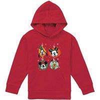 Disney Mickey & Friends Christmas Baubles Youth Kids Pull-Over Hoodie, Red | Size: 7-8 Years